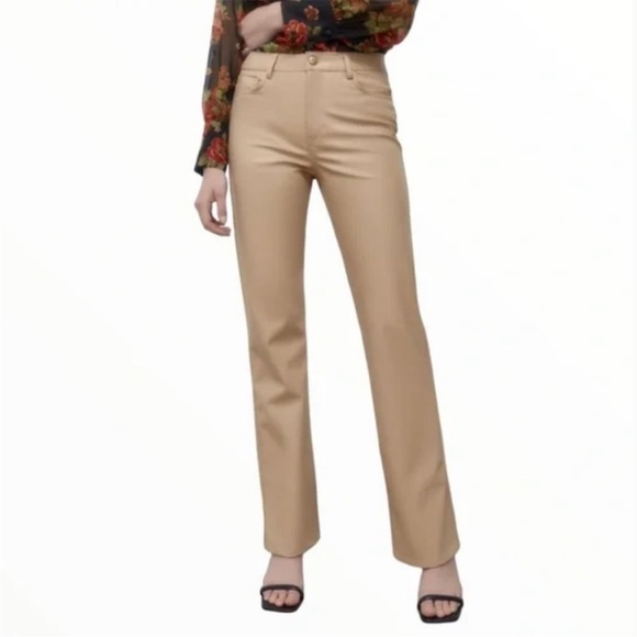 Zara Tan Leather Pants - Picture 4 of 11